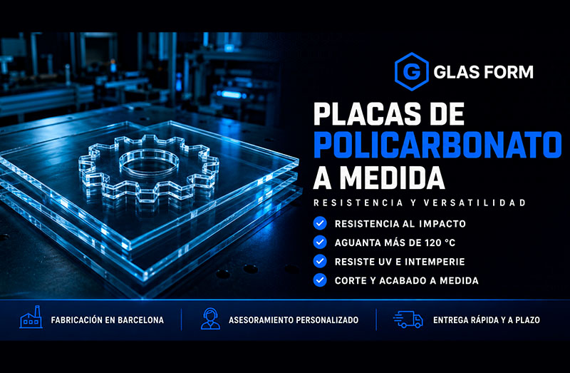 Placas de policarbonato a medida con pieza cortada a medida en Glasform Barcelona